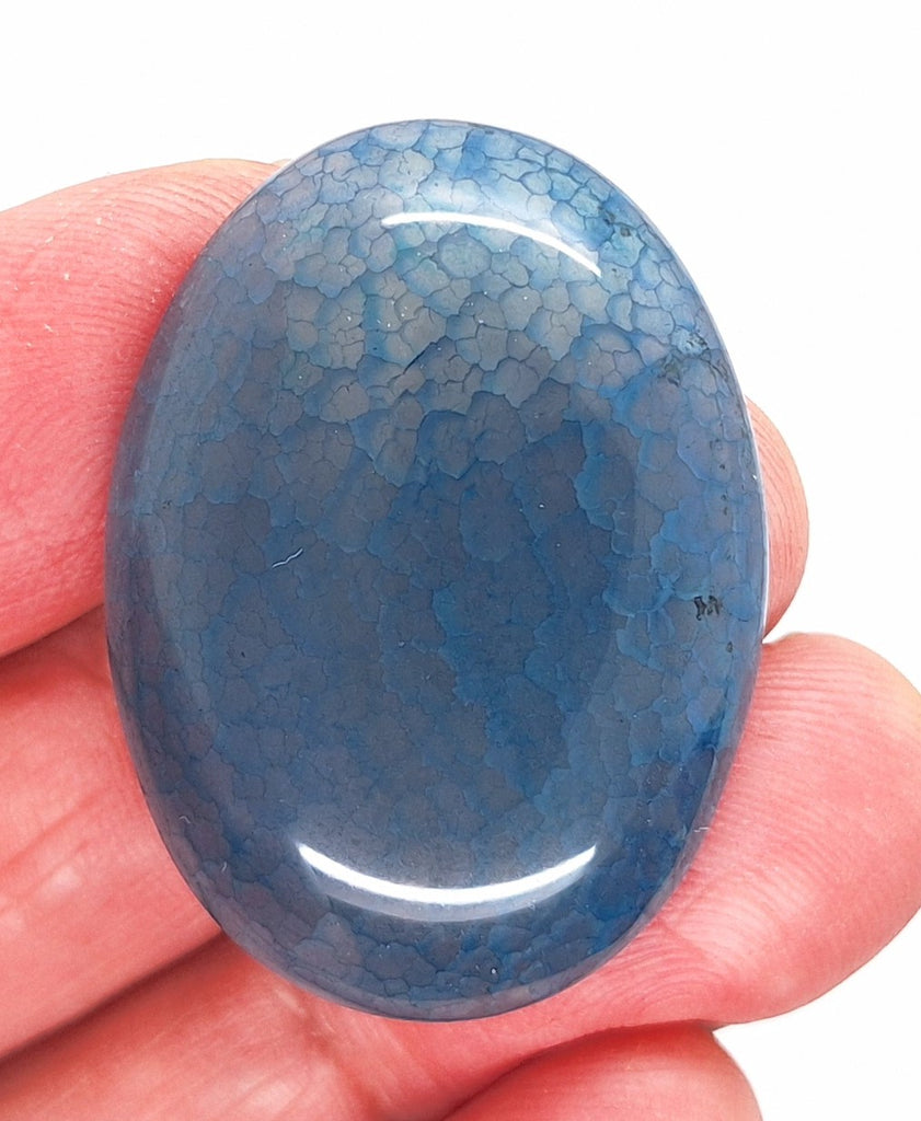 40x30mm Blue Crackle Agate Cabochon Flat Back Stone S2231J
