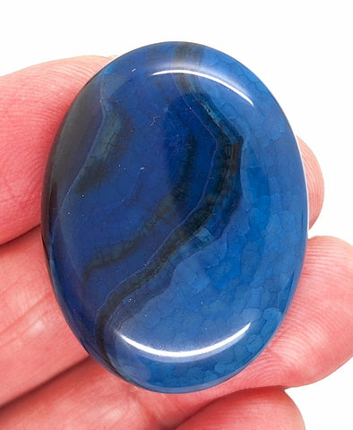 40x30mm Blue Crackle Agate Cabochon Flat Back Stone S2231L