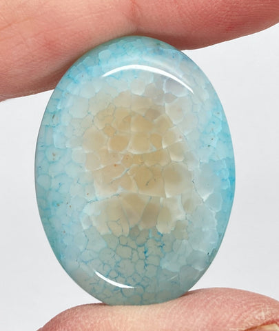 40x30mm Dyed Light Blue Crackle Agate Cabochon Flat Back Stone S2231M