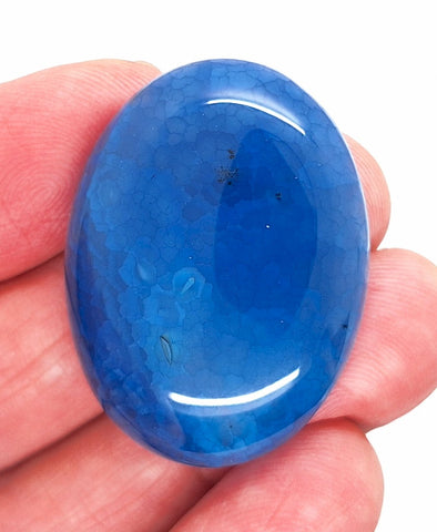 40x30mm Blue Crackle Agate Cabochon Flat Back Stone S2231M
