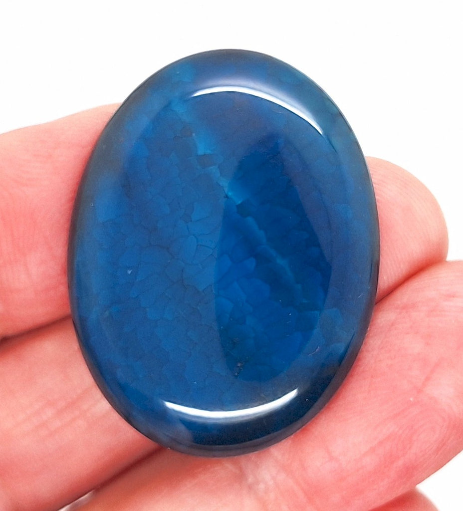 40x30mm Blue Crackle Agate Cabochon Flat Back Stone S2231N