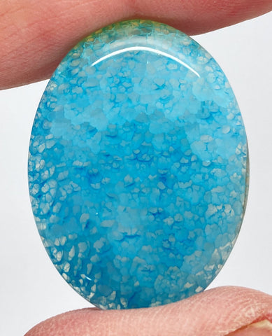 40x30mm Dyed Light Blue Crackle Agate Cabochon Flat Back Stone S2231N