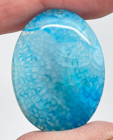 40x30mm Dyed Light Blue Crackle Agate Cabochon Flat Back Stone S2231P