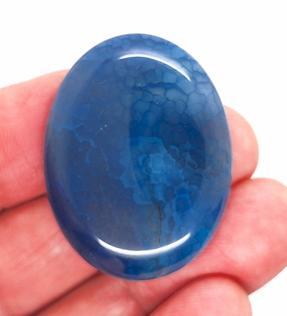 40x30mm Blue Crackle Agate Cabochon Flat Back Stone S2231R