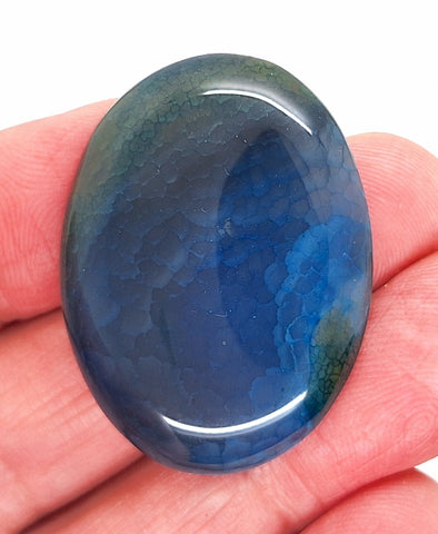 40x30mm Blue Crackle Agate Cabochon Flat Back Stone S2231i