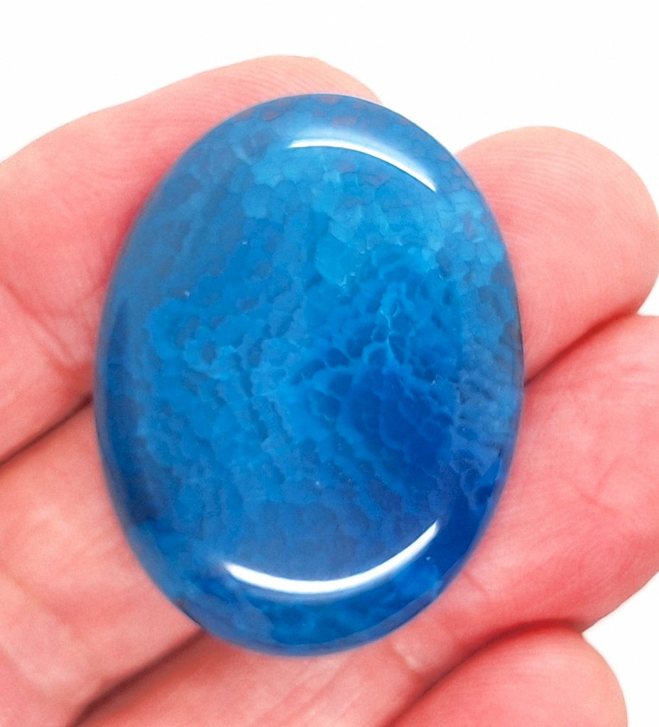 40x30mm Blue Crackle Agate Cabochon Flat Back Stone S2231o