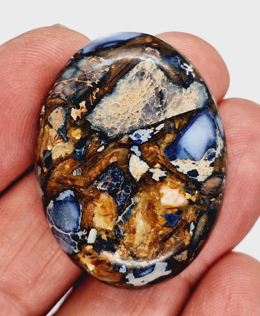 40x30mm Deep Blue Copper Matrix Collage Stone Oval Loose Cabachon Cab S4000C