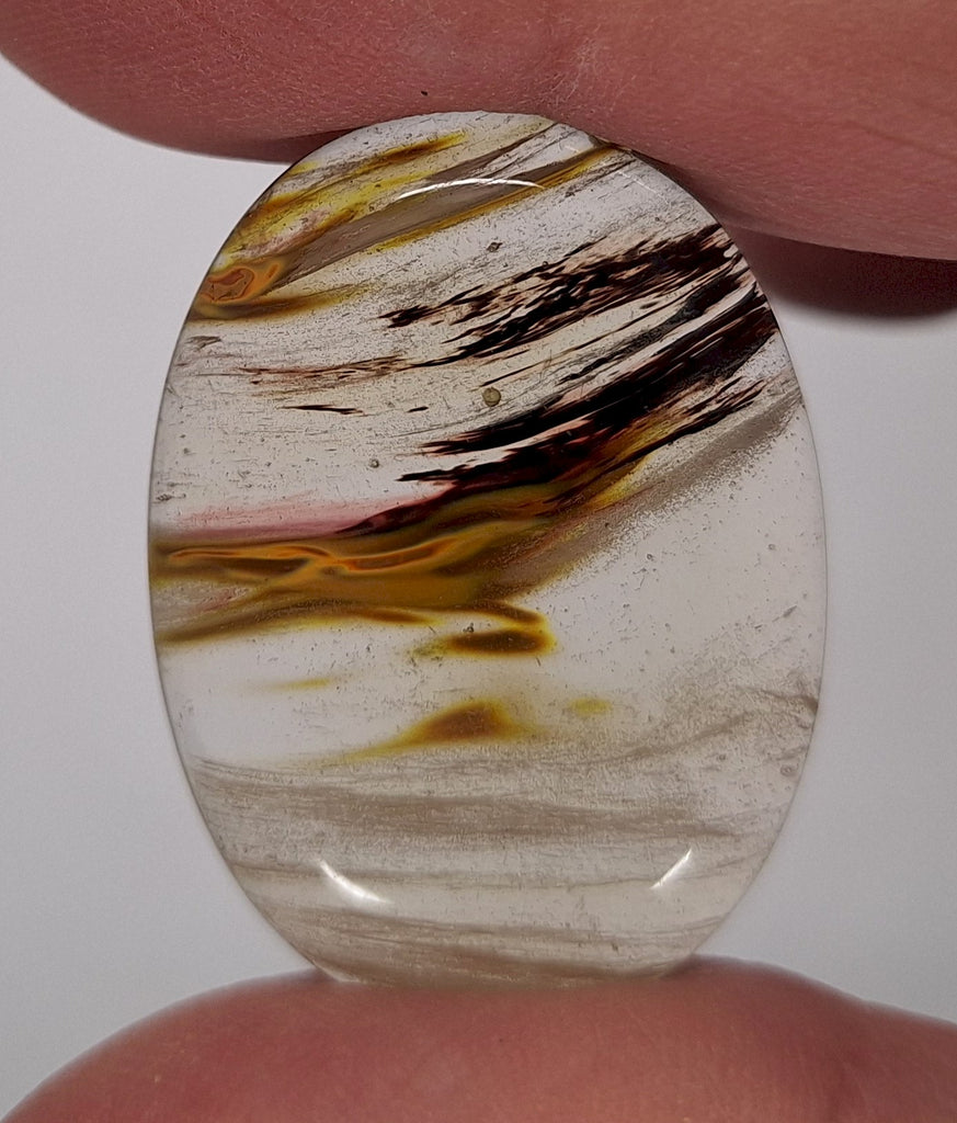 40x30mm Tiger Skin Oval Flat Back Glass Cabochon S4081J
