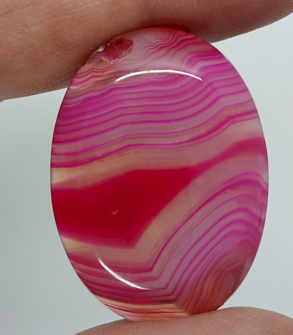 40x30mm Banded Agate Dyed Red to Purple Flat Back Gemstone Cabochon S4092D