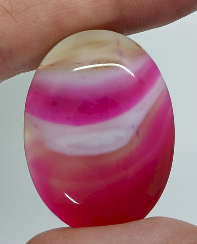 40x30mm Banded Agate Dyed Red to Purple Flat Back Gemstone Cabochon S4092G