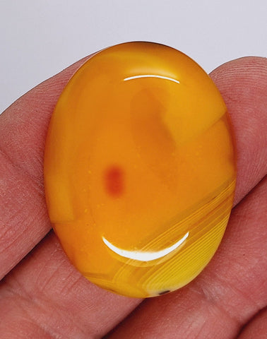 40x30mm Banded Agate Dyed Yellow Cabochon Gemstone S4093A