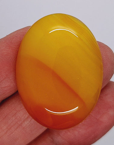 40x30mm Banded Agate Dyed Yellow Cabochon Gemstone S4093B