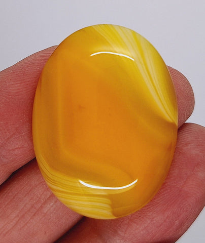 40x30mm Banded Agate Dyed Yellow Cabochon Gemstone S4093E