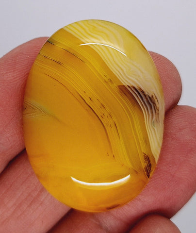 40x30mm Banded Agate Dyed Yellow Cabochon Gemstone S4093F