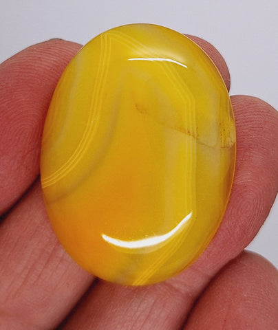 40x30mm Banded Agate Dyed Yellow Cabochon Gemstone S4093K