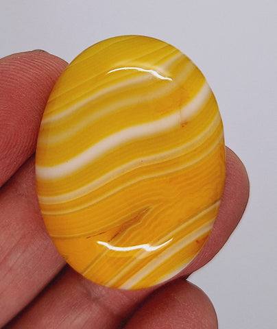 40x30mm Banded Agate Dyed Yellow Cabochon Gemstone S4093M