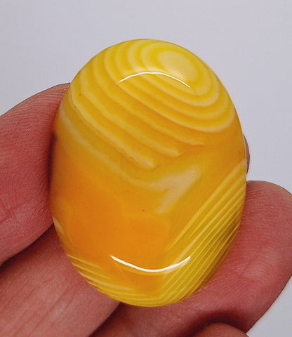 40x30mm Banded Agate Dyed Yellow Cabochon Gemstone S4093N