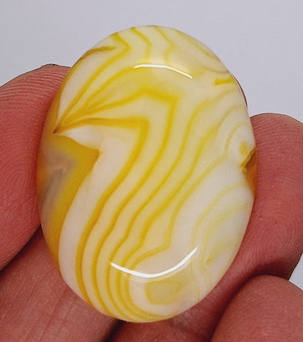 40x30mm Banded Agate Dyed Yellow Cabochon Gemstone S4093P