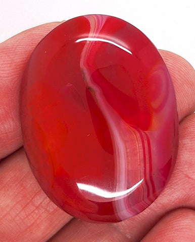 40x30mm Banded Agate Dyed Deep Red Cabochon Gemstone  S4117G