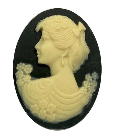 40x30mm Classic Woman Black Ivory Resin Cameo Cabochon S4146