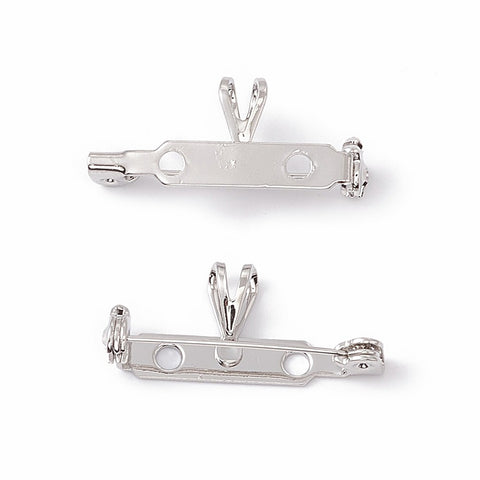 1 inch Silver pin back with pendant bail brooch pin jewelry supplies S4173 stainless steel silver tone finish