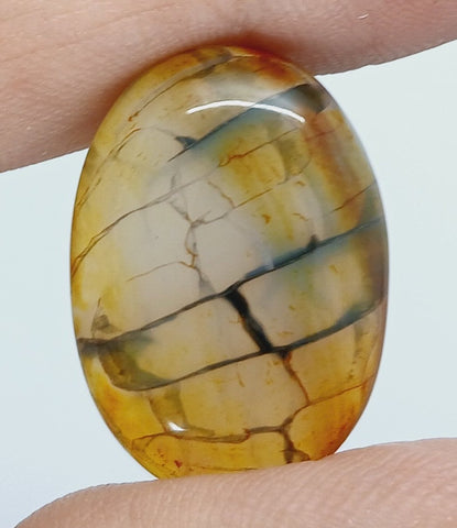 25x18mm Dyed Amber Dragon Vein Agate Cabochon Stone S4180J
