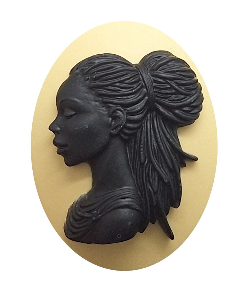 40x30mm African American Woman with Braids Crème and Black S4201