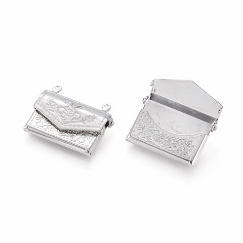 Bright Silver Pocket Book Locket Brass Photo Charm Pendant S4208