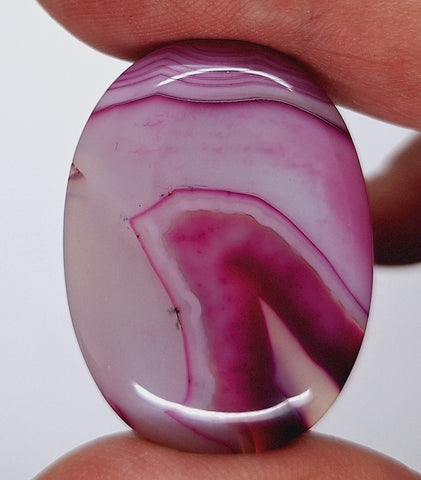 40x30mm Banded Agate Dyed Pinkish Purple Flat Backed Loose Semi-precious Gemstone Cabochon S4209B