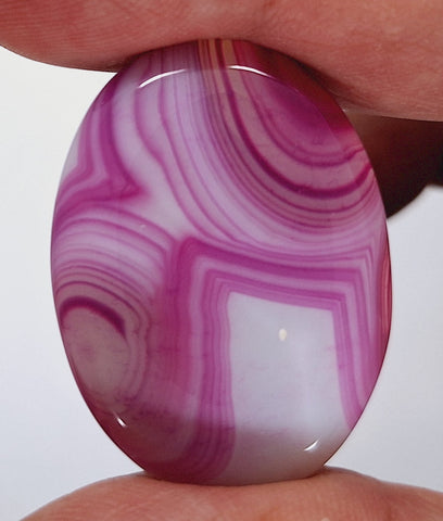 40x30mm Banded Agate Dyed Pinkish Purple Flat Backed Loose Semi-precious Gemstone Cabochon S4209D