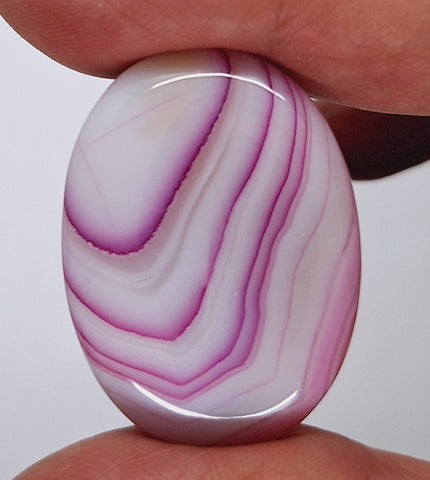 40x30mm Banded Agate Dyed Pinkish Purple Flat Backed Loose Semi-precious Gemstone Cabochon S4209F