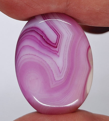 40x30mm Banded Agate Dyed Pinkish Purple Flat Backed Loose Semi-precious Gemstone Cabochon S4209G