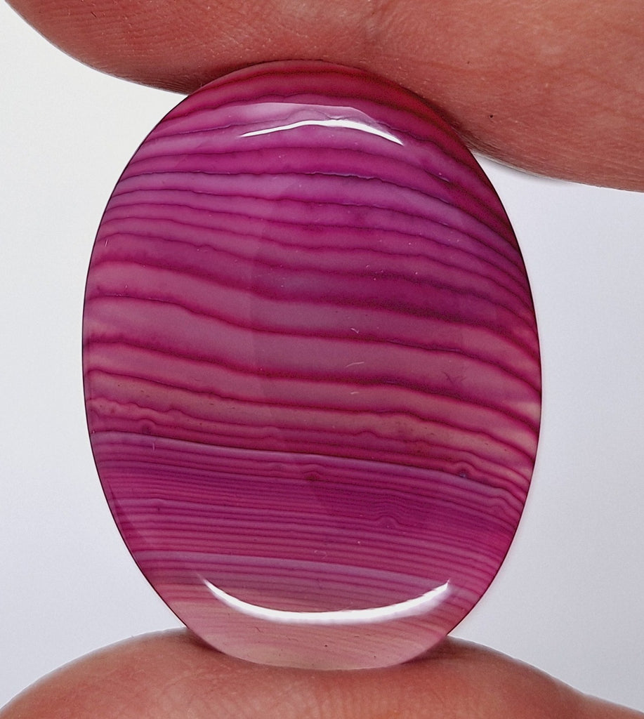40x30mm Banded Agate Dyed Pinkish Purple Flat Backed Loose Semi-precious Gemstone Cabochon S4209H