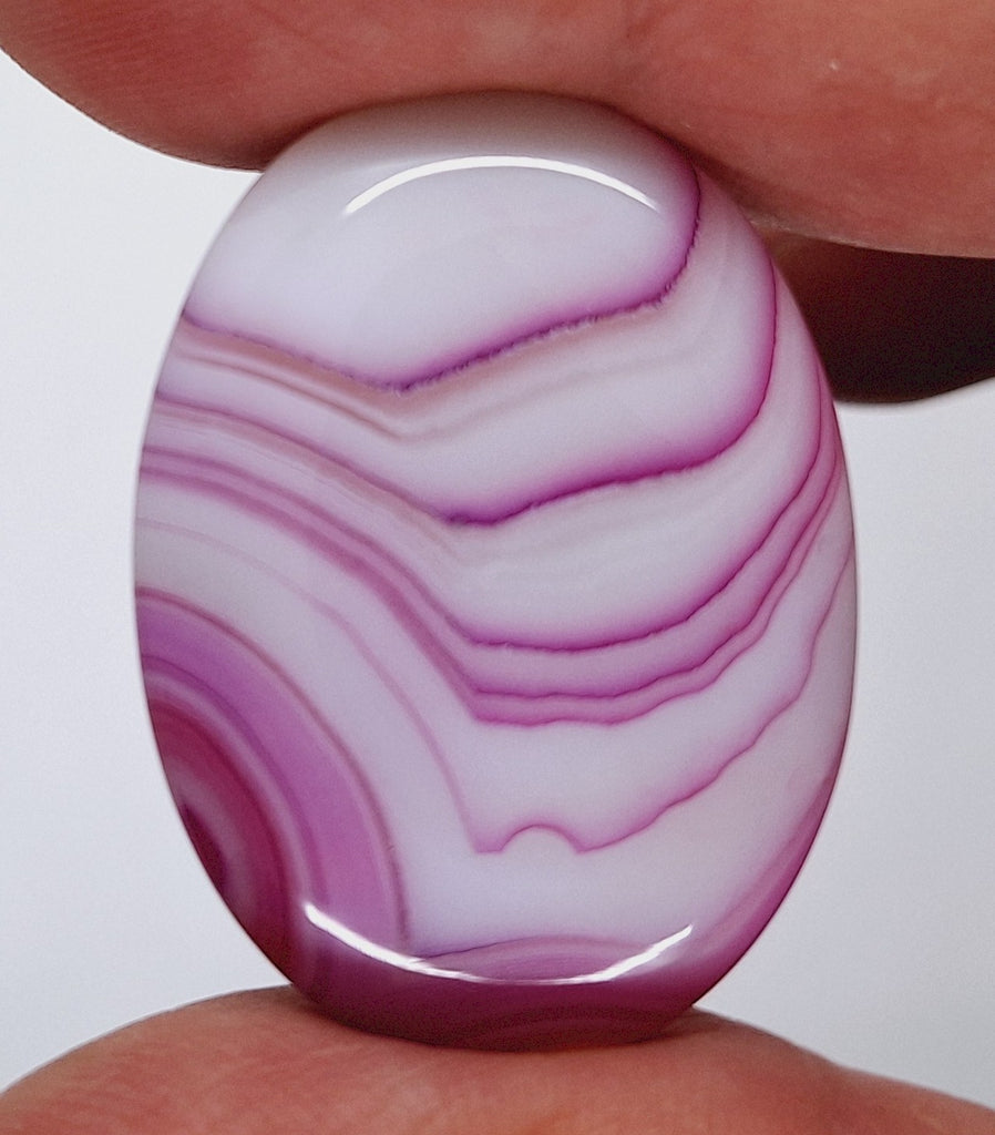 40x30mm Banded Agate Dyed Pinkish Purple Flat Backed Loose Semi-precious Gemstone Cabochon S4209A