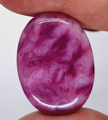 40x30mm Banded Agate Dyed Pinkish Purple Flat Backed Loose Semi-precious Gemstone Cabochon S4209i