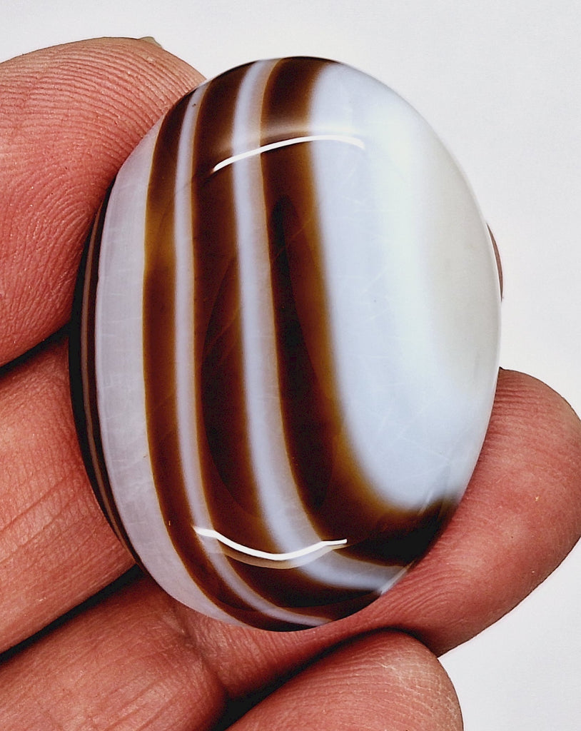 40x30mm Banded Agate Dyed Brown Flat Backed Loose Semi-precious Gemstone Cabochon S4210F