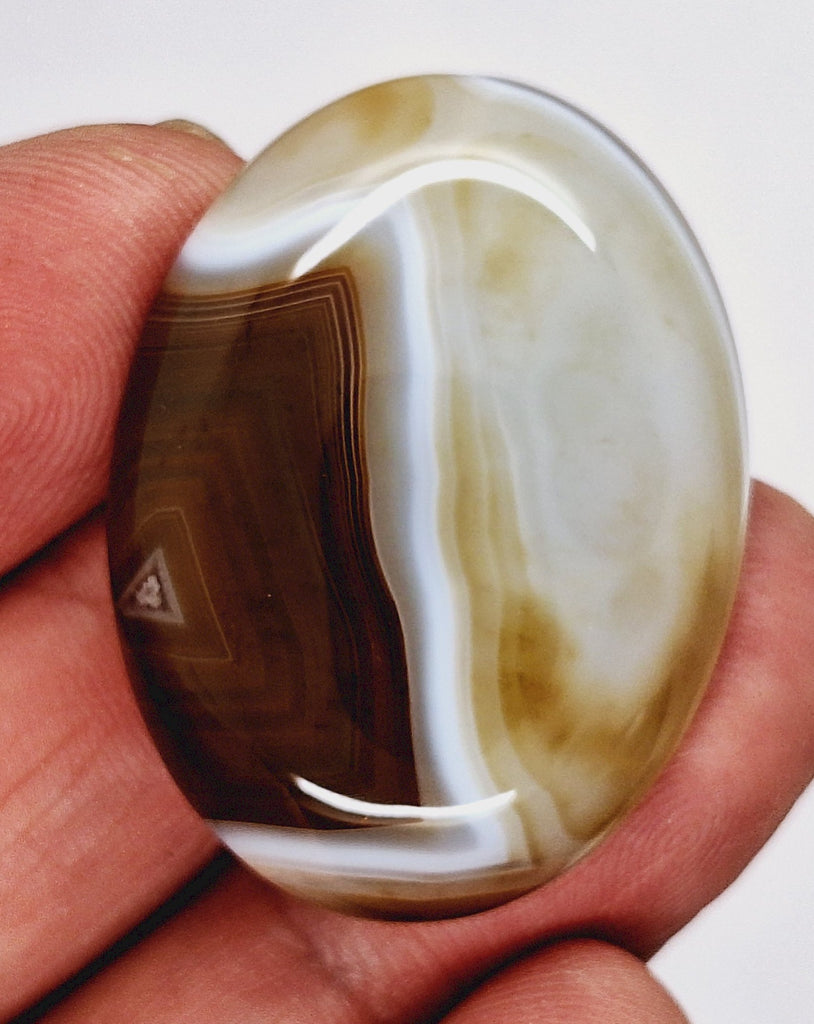 40x30mm Banded Agate Dyed Brown Flat Backed Loose Semi-precious Gemstone Cabochon S4210H