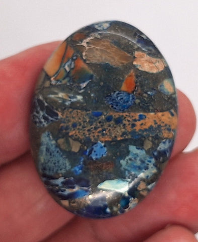 40x30mm Blue Matrix Oval Stone Cabochon read description S4214H
