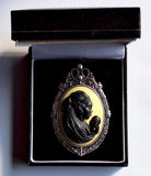 African American Black Mother and Child Woman with Newborn Baby Cameo Brooch Pin F251