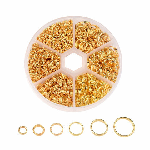1600pcs Mixed Gold Jump Rings 4-10mm Jewelry Connector Jewelry Findings 100z