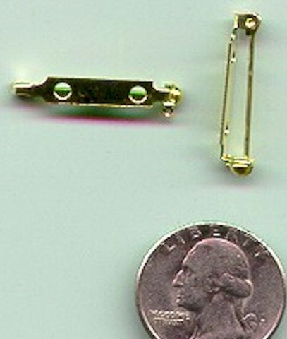 1 inch gold bar pin brooch pin Jewelry finding 135st with gold tone finish shown next to a quarter for size comparison