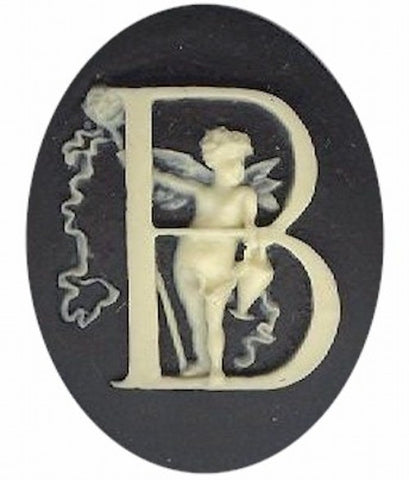 Item#138x Acrylic 40x30 black/ivory letter "B" cameo