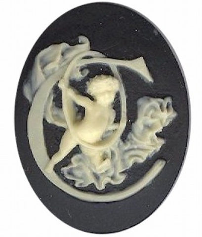Item#139x Acrylic 40x30 black/ivory letter "C" cameo
