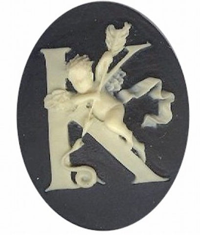 Item#147x Acrylic 40x30 black/ivory letter "K" cameo