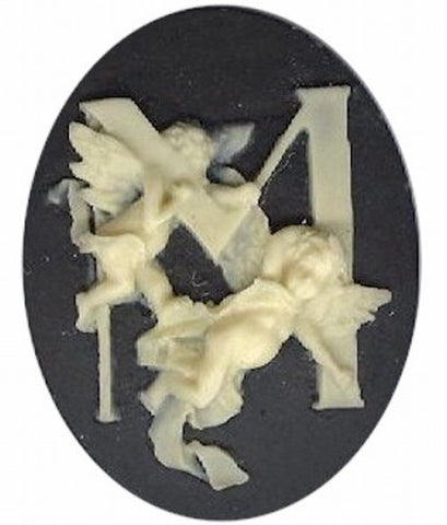 Item#149x Acrylic 40x30 black/ivory letter "M" cameo