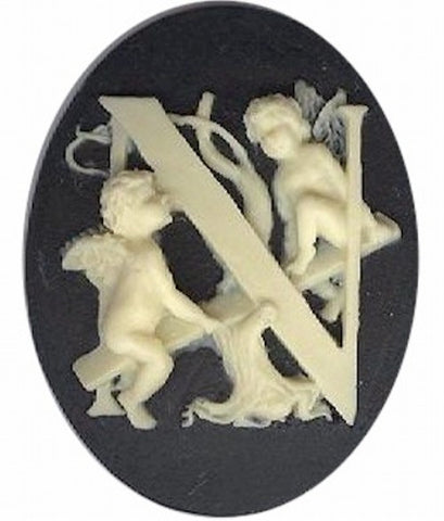 Item#150x Acrylic 40x30 black/ivory letter "N" cameo