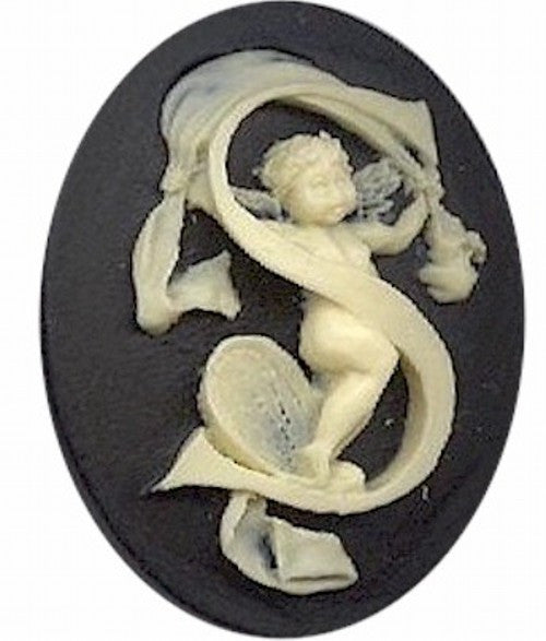 Cameo Letter "S" Monogram Personalized Resin Initials 40x30mm Black  155x