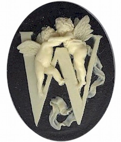 Cameo Letter "W" Monogram Personalized Resin Initials 40x30mm Black  159x