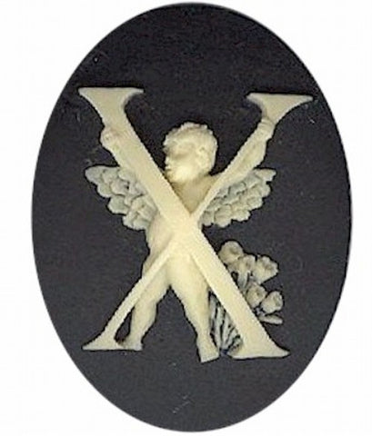 Item#160x Acrylic 40x30 black/ivory letter "X" cameo