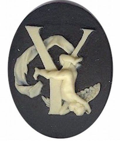 Item#161x Acrylic 40x30 black/ivory letter "Y" cameo